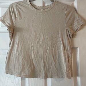 Old Navy Light Beige Short Sleeve Crop Tee